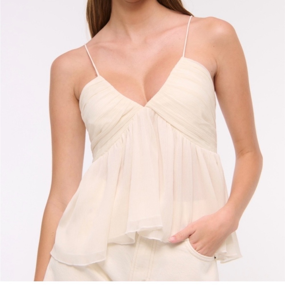 Abercrombie & Fitch V Neck Ruched Cami  Top Medium NWOT